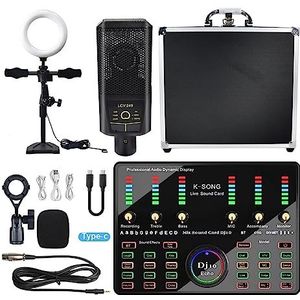 Complete podcastkit, BM800 Professionele Microfoon Condensator Microfoon V8 V9 V10 Geluidskaart PC Computer Audio USB Opname Studio Game Live-uitzending KTV(Top version)