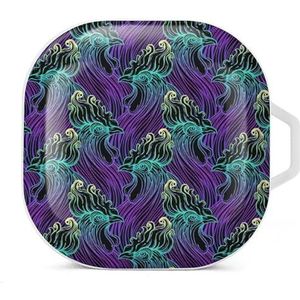 Haan patroon oordopjes hoesje compatibel met Samsung hard shell beschermhoes wit stijl