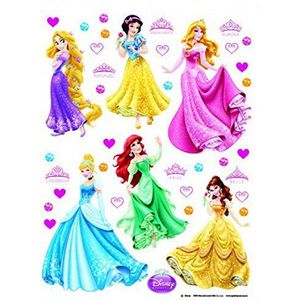 Disney Prinses Rapunzel, Snow White, Aurora, Cinderella, Ariel, Belle Poster-Sticker Wall-Tattoo 65x42 cm