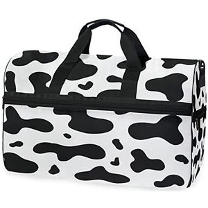 Zwart wit Baby Melk Koe Sport Zwemmen Gym Tas met Schoenen Compartiment Weekender Duffel Reistassen Handtas voor Vrouwen Meisjes Mannen