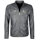 Bikerjack - Effen - Leer - Licht Gevoerd - Normale Pasvorm