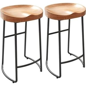 Barkrukken Barstoelen, Set van 2 barkrukken Barstoel zonder rugleuning Hoge krukken met houten metalen frame Tegenkrukken Keukenstoelen(75CM)