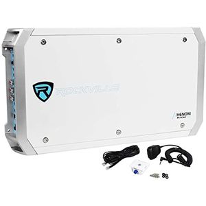 Rockville RXM-S6 2600W Peak/660W RMS 6-Channel Marine Amplifier, PA Microphone, Waterproof Design, Bass Remote for Boats and Marine Audio