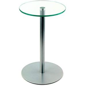 freeroom24 bloemenzuil/bijzettafel/glazen tafel/rond/Ø 30 cm x H. 50 cm/zilver briljant