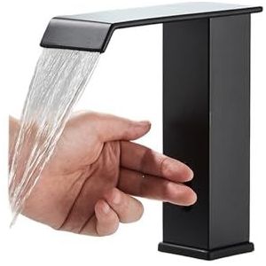 Zwarte badkamer kraan aanrecht gemonteerd automatische sensor mixer kraan touch-free wastafel kraan badkamer wastafel kraan (kleur: Balck B)