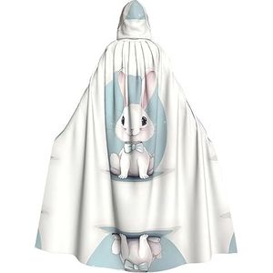 ZISHAK Leuke witte konijnenprint unisex vampiercape voor Halloween-liefhebbers - ongeëvenaarde feestkleding voor mannen en vrouwen