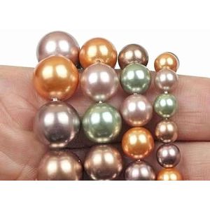 Prachtige handgemaakte kralen, groene, oranje en bruine schelpen, parelmoer kralen, diy handgemaakte sieraden oorbellen accessoires ketting armband (Size : 6mm 63pcs)