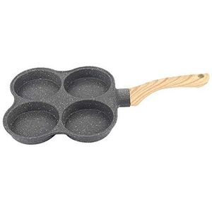 Omelet Pan | 4 Hole Silver Dollar Pancake Pan | Niet plakken | Warmte-isolerende handgreep | Geschikt voor Egg Burger, Breakfast Pancake
