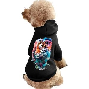 Aquarel Tijger Gedrukt Huisdier Hoodie Sweatshirt Warm Puppy Pullover Winter Jas Voor Kleine Medium Grote Honden Katten