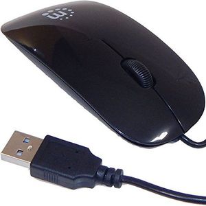 Manhattan 177658 optische slanke muis (USB - drie knoppen plus muiswiel - 1000 dpi) zwart