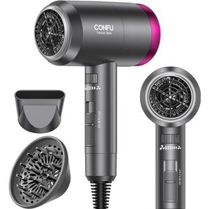 CONFU 1800W haardroger, ionische haarföhn, lichtgewicht haardrogers met coole shot knop & diffuser & concentrator voor reissalon thuisgebruik, donkerblauw