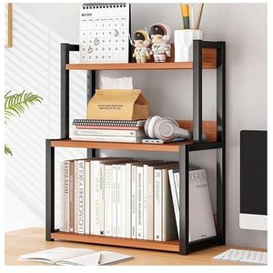 Boekenkast Boekenplank Desktop Boekenplank 3-laags Boekenplanken Metalen Frame Houten Plank Aanrecht Display Opbergplank Voor Woonkamer Opslagplank Opbergkast (Color : A, Size : 53 * 22 * 64cm)