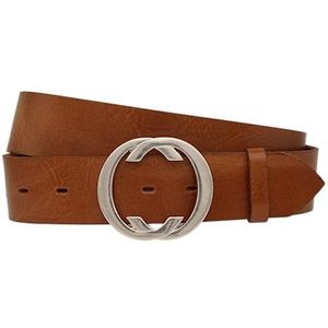 AnnaMatoni Leren riem voor dames, zacht rundleer, 3 mm dik, met modieuze hoogwaardige koppelsluiting, zilver, 4 cm breed, leren riem voor dames, echt leer, Bruin 640, TW90 - 105cm Gesamtlänge