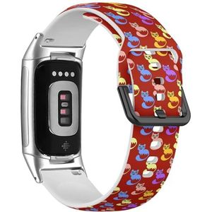 RYANUKA Sport zachte band compatibel met Fitbit Charge 5 / Fitbit Charge 6 (gekleurde stoffen print) siliconen armband band accessoire, Siliconen, Geen edelsteen