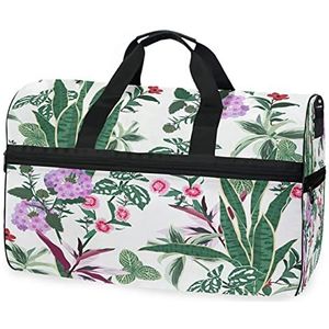 Plant gras bloem groen paars sport zwemmen gymtas met schoenen compartiment weekender duffel reistassen handtas voor vrouwen meisjes mannen