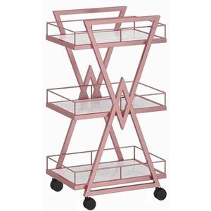 TT-YEC Metalen Opbergrek, Rollende Kapperswagen, Drielaagse Schoonheidswagen Op Wielen, Open Stijl Schoonheidsspecialiste Gereedschapswagen, Draagbare Salonwerkbank,Rose gold