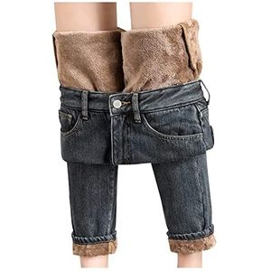 SSLLM Dames winter jeans fleece gevoerde warme denim jeggings broek hoge taille slim fit thermische jeans thermische broek voor vrouwen tieners double fleece gevoerde jeansbroek dikke skinny jeans,