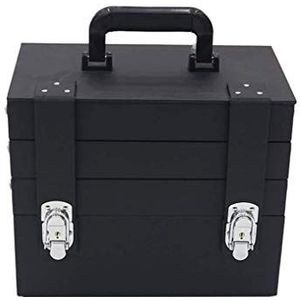 SMSOM Make-up Train Case, draagbaar, cosmeticabox, sieradenbox, organizer, 4 dieren, afsluitbare muren, met knoppen die met handvat dragen, opbergdoos voor make-up - roze (kleur: zwart)