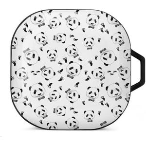 Panda Footprint Oordopjes Hoesje Compatibel met Samsung Hard Shell Beschermhoes Zwart-Stijl