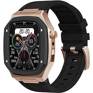 OFWAX Roestvrij stalen kast siliconen horlogeband, voor Apple Watch 44 mm 45 mm, modificatiekit metalen horlogekast en band, voor IWatch Series 6 5 4 SE horlogeaccessoires, 44mm, Agaat