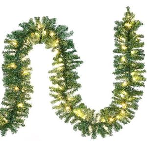 Casaria Kerstguirlande met Verlichting 2x 10m 200 LED Verlicht Binnen Buiten Groene Kerstdecoratie Kerstslinger Kerst Slinger Warm Wit