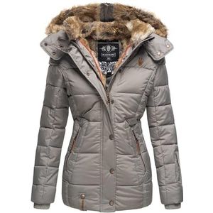 Marikoo B658 Warme winterjas voor dames, gewatteerd, imitatiebont