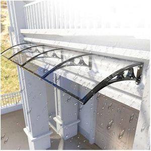Polycarbonaat afdekking for buiten, uv-bestendige deurluifel, luifel for veranda, for voor-/achterdeur veranda polycarbonaat afdekking, zwarte beugel + transparant schuurbord (Size : 150x180cm/59x71i