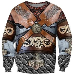 Middeleeuwse Viking Armor Totem Sweatshirt, Noorse Mythologie 3D Tattoo Print Heren Buitensport Straat Amulet Hoodie, Keltische Pagan Cosplay Kostuums (Color : Viking 6, Size : 4XL)