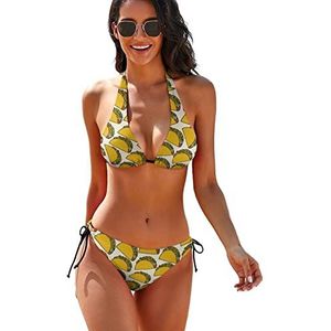 I Love Taco Patroon Dames 2-delige Bikini Set Driehoek Badmode Halter String Badpakken met Tie Side S