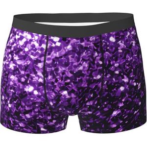 ZJYAGZX Mooie paarse boxershorts met glitterprint voor heren - comfortabele ondergoedbroek, ademend vochtafvoerend, Zwart, L