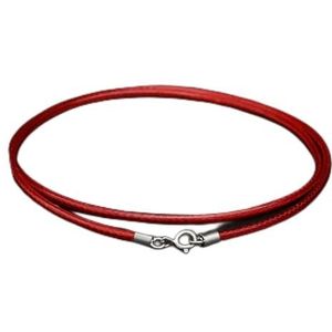 925 zilveren naaldgesp zwart lederen koord wax touw link ketting choker ketting mannen sieraden geschenken voor hanger sieraden maken-rood1.5mm-45cm