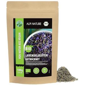 Alpi Nature Organische lavendelbloesems (100 g) lavendelbloemen gedroogd Franse lavendel van gecontroleerde organische teelt organische lavendelbloemen volledig 100% natuurlijk zonder additieven