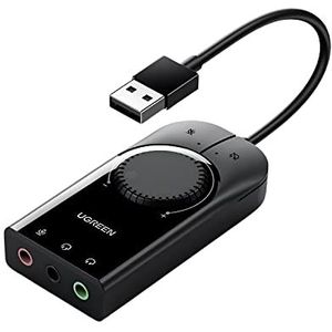 Ugreen Externe USB-geluidskaart, zwart, 15 cm