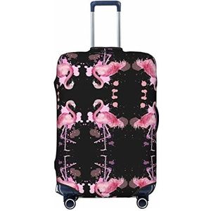 KOOLR Vintage Boho Flamingo Bloemen Afdrukken Koffer Cover Elastische Wasbare Bagage Cover Koffer Protector Voor Reizen, Werk (45-81 cm Bagage), Zwart, Medium
