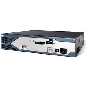 Cisco 2821 - Kabelrouter (10,100,1000 Mbit/s, 128-bit AES, 192-bit AES, 256-bit AES, 3DES, Cisco IOS, blauw, roestvrij staal, 2U, 64 MB)