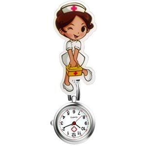 Silverora 1-5 stuks cartoon verpleegsterhorloge fob-horloge kwarts horloge verpleegsterhorloge zusterhorloge clip-on zakhorloges voor arts medisch horloge sanitair cadeau, C