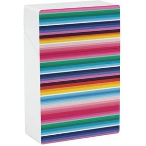 Kleurrijke Mexicaanse Strepen Sigaret Doos King Size 85mm 20 Capaciteit Push to Open Waterdichte Sigaret Case Voor Vrouwen Mannen Pocket Sigaret Houder Case Vintage Sigaret Doos