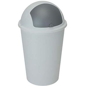 Spetebo XXL afvalemmer met schuifdeksel, gesorteerd op kleur, 50 liter, ronde vuilnisemmer met koepel deksel, cosmetica-emmer, afvalbak, afvalemmer afvalemmer, grijs of wit