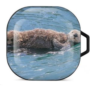Grappig Floatig Otter Oordopjes Hoesje Compatibel met Samsung Hard Shell Beschermhoes Zwart-Stijl