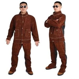 Zwaar uitgevoerde leren laspakken met brandwerend en hitte-isolatie for lasbeschermingskleding Speciaal beschermend pak(WHITE,XL)