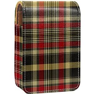 Gepersonaliseerde Lipstick Case Draagbare Make-up Tas Cosmetische Pouch Lippenstift Houder Make-up Organizer Kerst Bruin Rood Zwart Plaid, Meerkleurig, 9.5x2x7 cm/3.7x0.8x2.7 in
