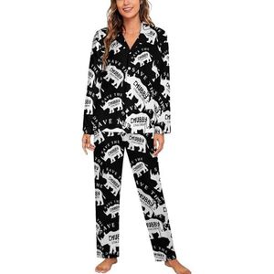Save The Chubby Unicorns pyjama sets met lange mouwen voor vrouwen klassieke nachtkleding nachtkleding zachte pyjama loungesets