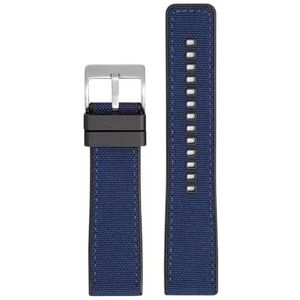 Geweven canvas rubberen band 20mm22mm 24mm snelsluiting waterdicht heren nylon sport vervangen armband horlogeband geschikt for Omega for Seiko (Color : Blue silver, Size : 22mm)