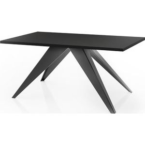 WFL GROUP Eettafel Vance in moderne stijl, rechthoekige tafel, uittrekbaar van 160 cm tot 260 cm, gepoedercoate zwarte metalen poten, 160 x 90 cm (zwart, 140 x 80 cm)