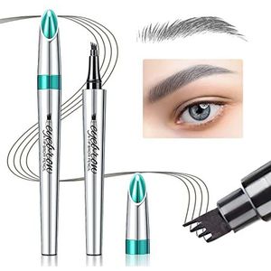 Eyebrow Pencil Eyebrow Microblading Pen - Eye Makeup Eyebrow Pen Micro 4 Punten Brow Pen Lift & Snatch Eyebrow Microblading Pen Long Lasting Pen Long Lasting Waterproof Natural Eyebrow Hair (grijs)