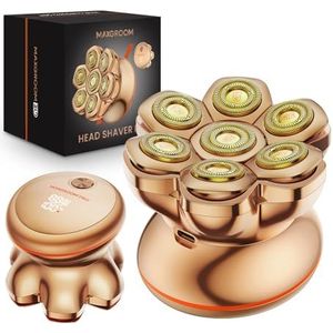 Maxgroom Hoofdscheerapparaten voor mannen, elektrische hoofdscheerapparaten voor kale mannen, 7D waterdicht hoofdscheerapparaat met verbeterd flexibel mes, lange levensduur van de batterij (Goud)