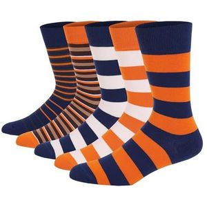 YIJIANUO 5 paar heren jurk sokken plus grote maat ombed katoen crew sokken, zwarte koele Argyle ademende casual sokken voor mannen, JC132-37, US(8-13.5)EUR(41-48)