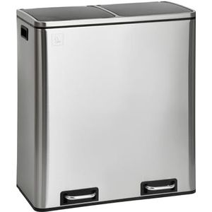SVITA TM2X30 zilveren pedaalemmer 60 liter afvalemmer vuilnisemmer ontwerp afvalscheiding prullenmand keuken orde scheidingssysteem