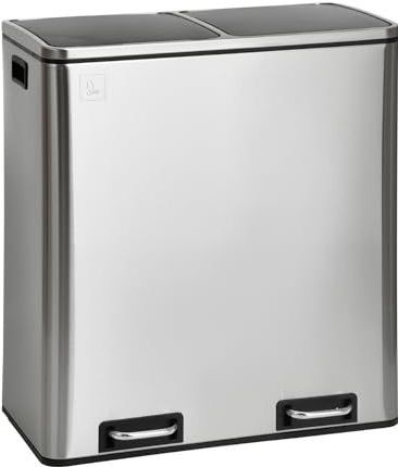SVITA TM2X30 zilveren pedaalemmer 60 liter afvalemmer vuilnisemmer ontwerp afvalscheiding prullenmand keuken orde scheidingssysteem