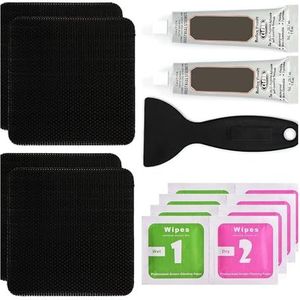 szutfidy Trampoline Schade Reparatieset Gat Patch 1 Set 4x4 inch met Schraper Lijm Waterdichte Cover Vierkante Zwarte Patches voor Gemakkelijk Duurzaam B